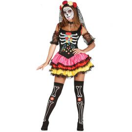 Déguisement de Catrina de Couleurs pour Femme avec Jupe