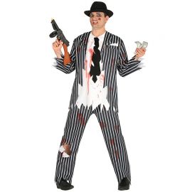 Déguisement de Zombie Gangster pour Homme avec Taches et Coupures