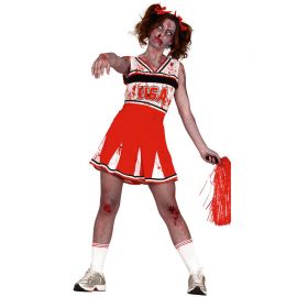 Déguisement de Pom-Pom Girl Zombie pour Femme en Rouge et Blanc