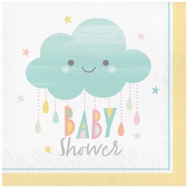 16 Serviettes Nuages Baby Shower 33 cm
