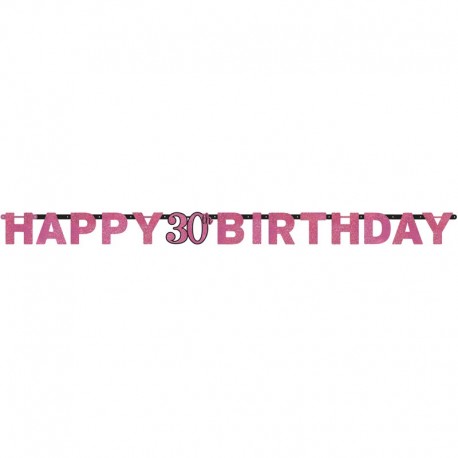 Guirlande Happy Birthday 30 Elegant Pink