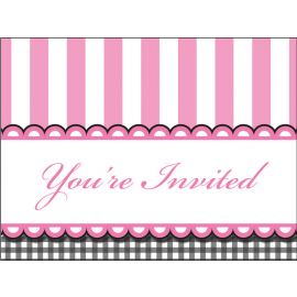 8 Invitations Sweet Baby Feet Pink