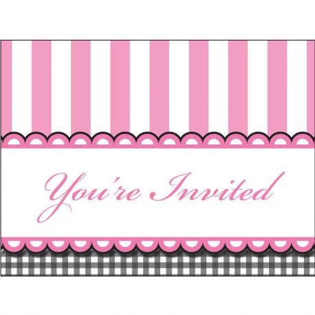 8 Invitations Sweet Baby Feet Pink