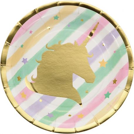 8 Assiettes Licorne Brillante 18 cm