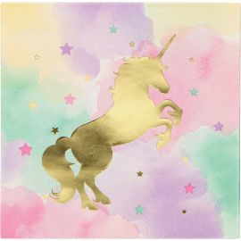 16 Serviettes Licorne Brillante 33 cm