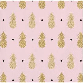 16 Serviettes Mariage Ananas 25 cm