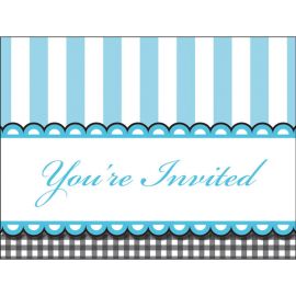 8 Invitations Bleues pour Bébé