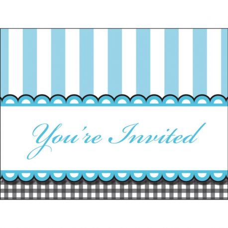 8 Invitations Bleues pour Bébé