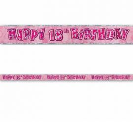 Pancartes Happy Birthday 18 Ans Rose Glitz