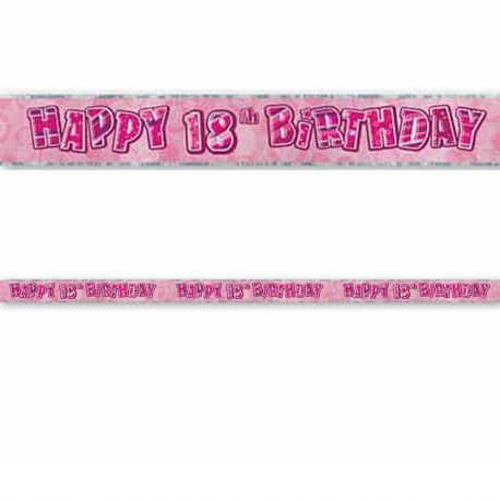 Pancartes Happy Birthday 18 Ans Rose Glitz