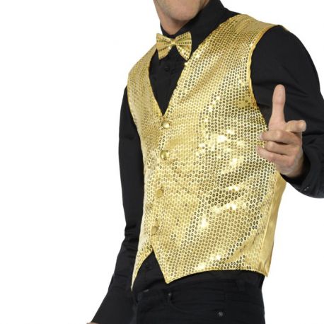 Gilet à Paillettes d'Or