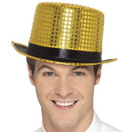 Chapeau Haut de Forme avec Sequins Dorés