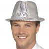 Chapeau Ailes Courtes avec Sequins et Paillettes Argent