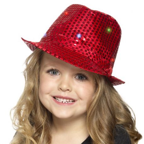 Chapeau Ailes Courtes avec Sequins et Paillettes Rouges