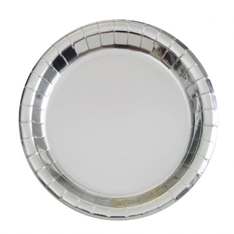 8 Assiettes Metallisées 23 cm