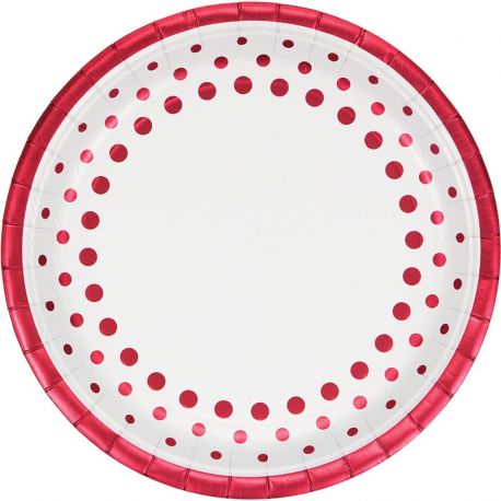 8 Assiettes Sparkle and Shine Rouge 23 cm