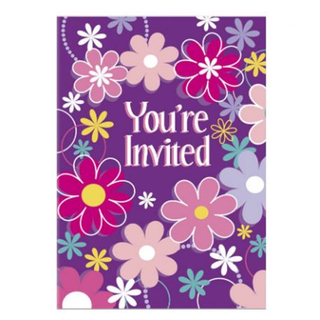 8 Invitations avec Fleurs