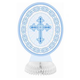 3 Centres de Table Communion Croix Bleue