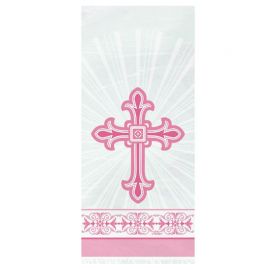 20 Sachets Communion Croix Rose 28 cm