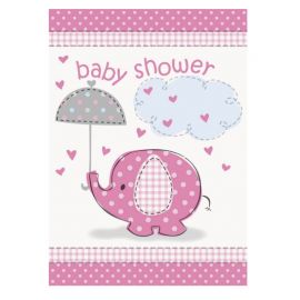 8 Invitations Baby Shower Éléphant Fille