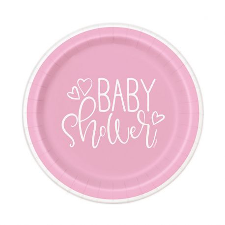 8 Platos Baby Shower Niña 18 cm