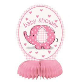 4 Mini Centres de Table Baby Shower Éléphant Fille 21 cm