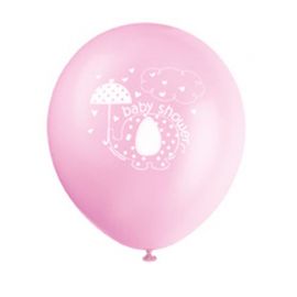 8 Ballons Baby Shower Éléphant Fille 30 cm