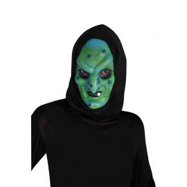 Masque de Sorcière Vert avec Capuchon