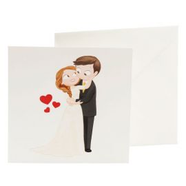 25 Faire-Parts de Mariage Mariés Caresse avec Enveloppe