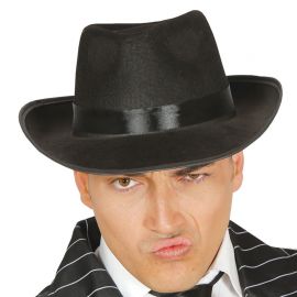 Chapeau de Gangster en Toile et bandeau noir