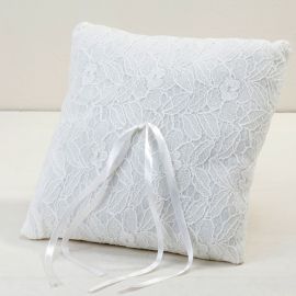 Coussin d'Alliances en Dentelle Ivoire 20 cm x 20 cm