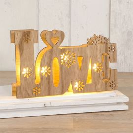 Décoration en Bois Love avec Lumières Led 21 cm x 13 cm