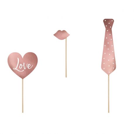 Kit De 30 Accessoires Photobooth Rose - Pour Anniversaire, Mariage, Fête - Lunettes, Barbes, Chapeaux