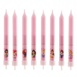 8 Bougies en forme de Bâton Princesses 9 cm