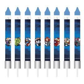 8 Bougies en forme de Bâton Avengers 9 cm