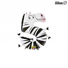 Ballon Mylar Zebre Numero 5 50 cm