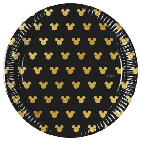 8 Assiettes Mickey Gold 20 cm