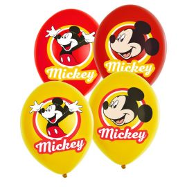 6 Ballons Mickey Mouse en Latex Rouge et Jaune