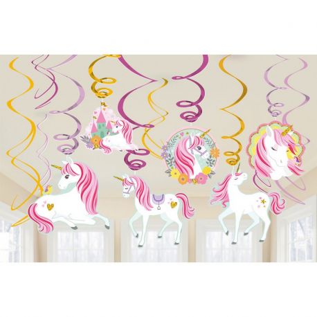 12 Pendentifs Décoratifs Licorne Magique