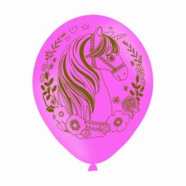 6 Ballons Licorne Magique Rose en Latex