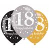 6 Ballons Élegants 18 Ans Roses Happy Birthday 28 cm