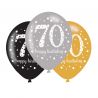 6 Ballons Happy Birthday Elegant 70 Ans 28 cm