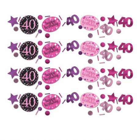 Confettis Élégants et Roses Fête 40 Ans