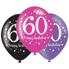 6 Ballons Élégants Happy Birthday 60 Ans 28 cm