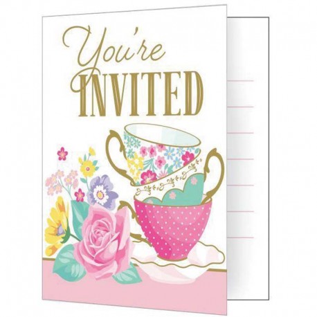 8 Invitations Fête du Thé