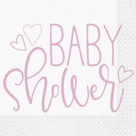 16 Serviettes Baby Shower Fille 33 cm