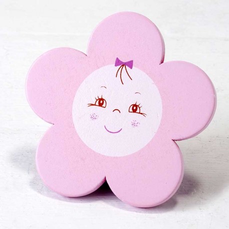 3 Magnets Fleurs en Bois Rose 8 cm