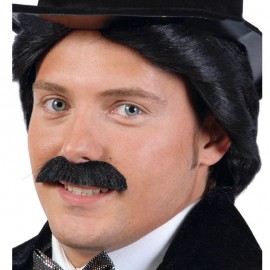 Moustache Noire Courte avec Adhésif
