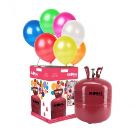 Bouteille d'Hélium Grande avec 50 Ballons Métallisés Bouteille d'Hélium Grande avec 50 Ballons Métallisés