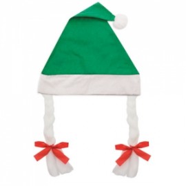 Bonnet de Noël Vert avec Tresses